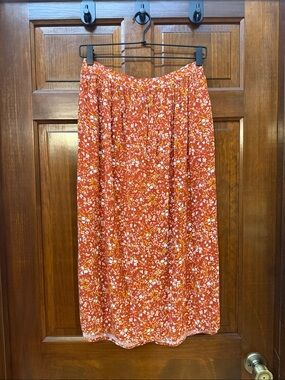 Women's Rust Floral Midi Skirt